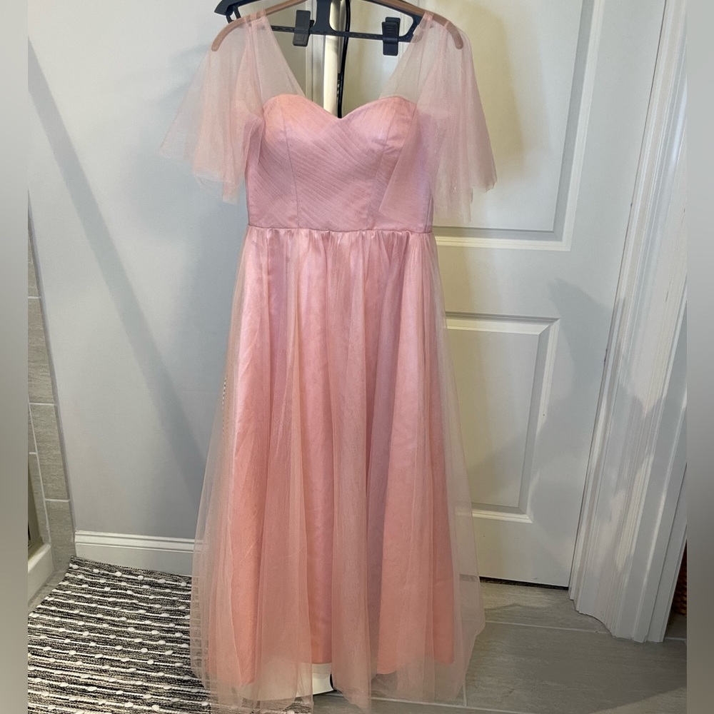 Pastel Pink Fairy Shoulder Prom Dress.
